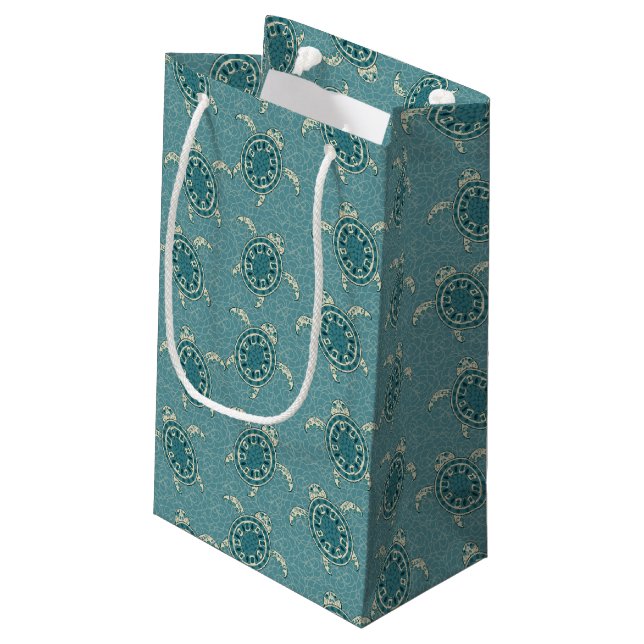 Petit Sac Cadeau arrière - plan de tortues (Dos Angle)