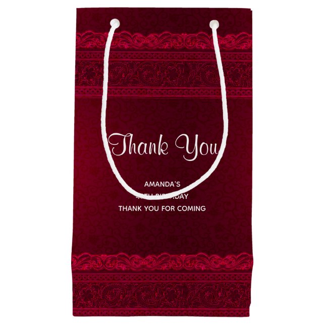 Petit Sac Cadeau Arrière - plan rouge élégant et élégant Merci élég (Devant)