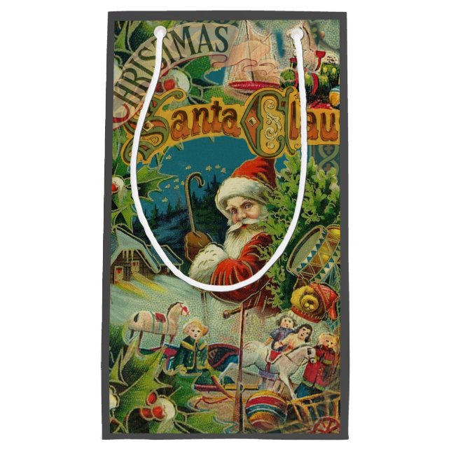 Petit Sac Cadeau Art antique du Père Noël (Devant)