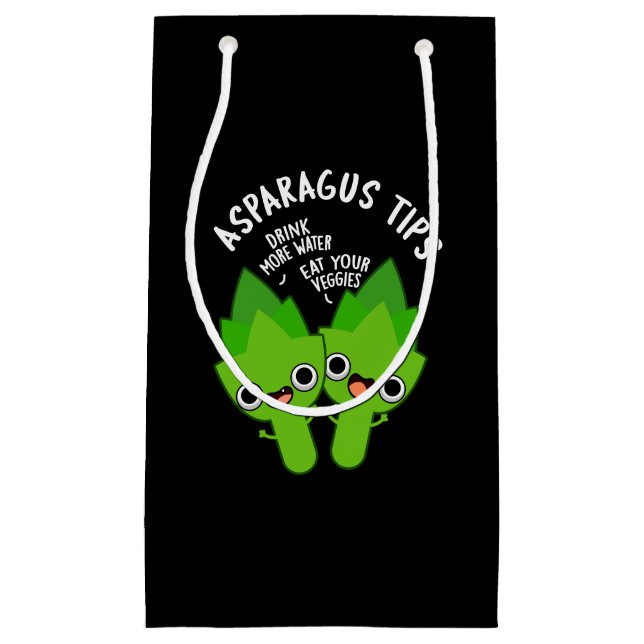 Petit Sac Cadeau Asperges Conseils amusants Veggie Pun Dark BG (Devant)