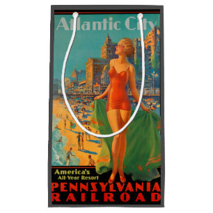 Petit Sac Cadeau Atlantic City Beach Beauté Vintage Art