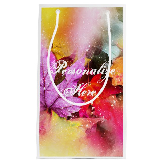 Petit Sac Cadeau Automne pastel feuille d'érable aquarelle automne  (Devant)