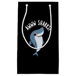 Petit Sac Cadeau Awww Sharks Funny Animal Pun Dark BG