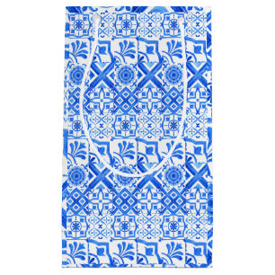 Petit Sac Cadeau Azulejo bleu et blanc Motif Azul espagnol