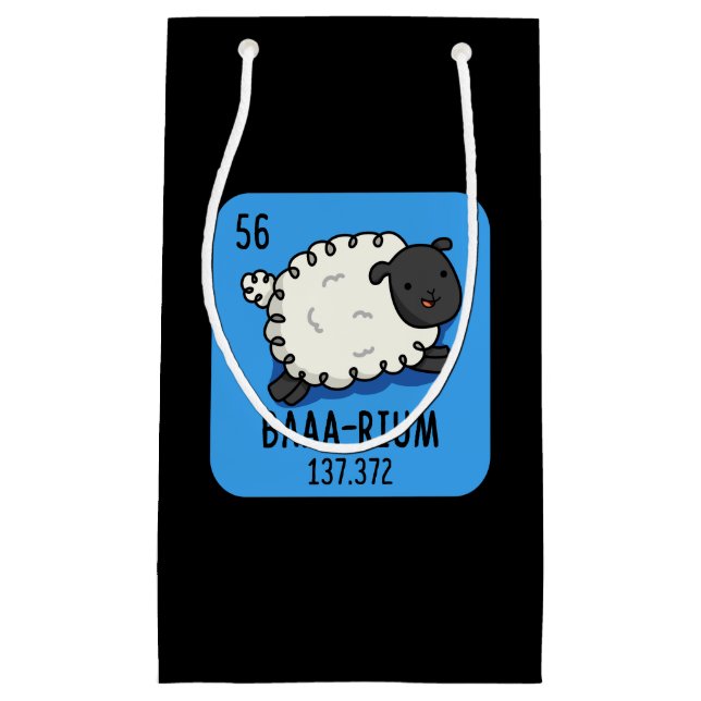 Petit Sac Cadeau Baa-rium Funny Sheep Chimie Pun Dark BG (Devant)
