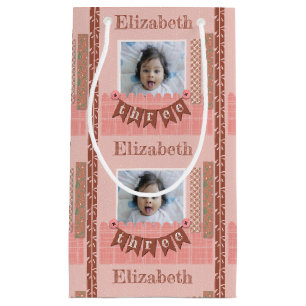 Petit Sac Cadeau Baby Girl 3e anniversaire Pink Scrapbook