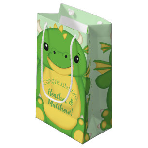 Petit Sac Cadeau Baby shower de dragon vert