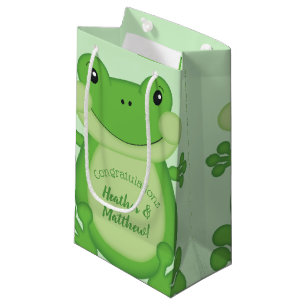 Petit Sac Cadeau Baby shower de grenouille vert