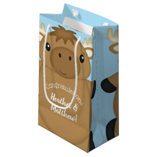 Petit Sac Cadeau Baby shower d'orignal Garçon bleu