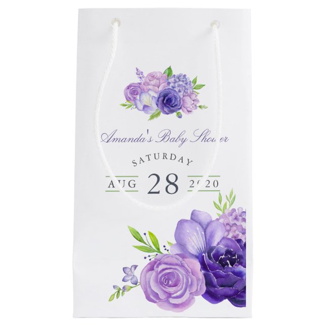 Petit Sac Cadeau Baby shower Floral Ultra Violet (Devant)