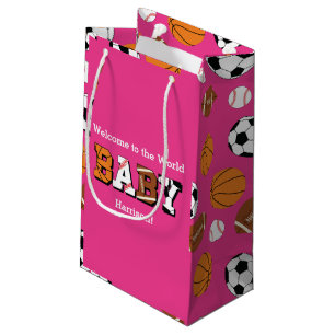 Petit Sac Cadeau Baby shower sportif rose