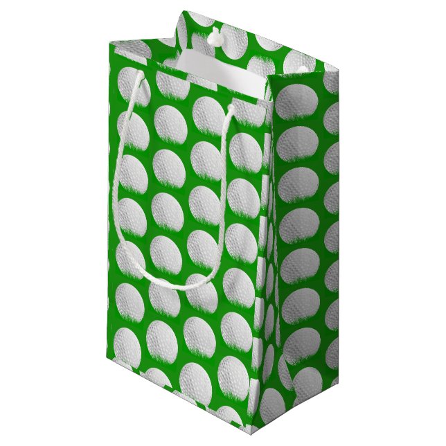 Petit Sac Cadeau Bal de golf dans le Motif d'herbe (Devant Angle)