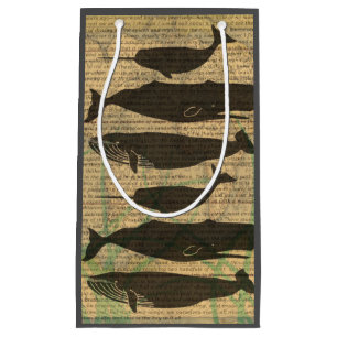 Petit Sac Cadeau Baleine antique Vie marine