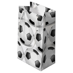Petit Sac Cadeau ballon de football noir et blanc