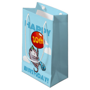 Petit Sac Cadeau Ballons Opossum mignon Joyeux Anniversaire ! Ajout