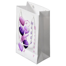 Petit Sac Cadeau Ballons violets, Joyeux Cadeau Anniversaire
