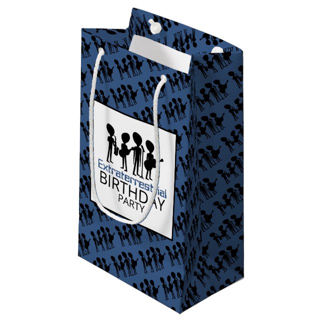 Petit Sac Cadeau Bande extraterrestre, Anniversaire (Devant Angle)