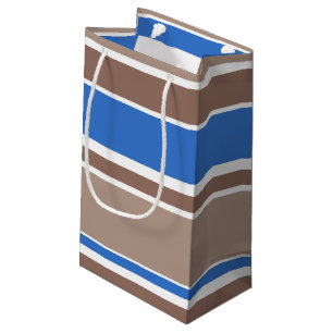 Petit Sac Cadeau Bandes Brown et bleues