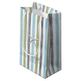 Petit Sac Cadeau Bandes d'aquarelle nautique rustique grâce monogra