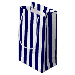 Petit Sac Cadeau Bandes de bonbons bleu et blanc marine