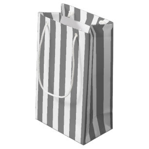 Petit Sac Cadeau Bandes de bonbons grises et blanches