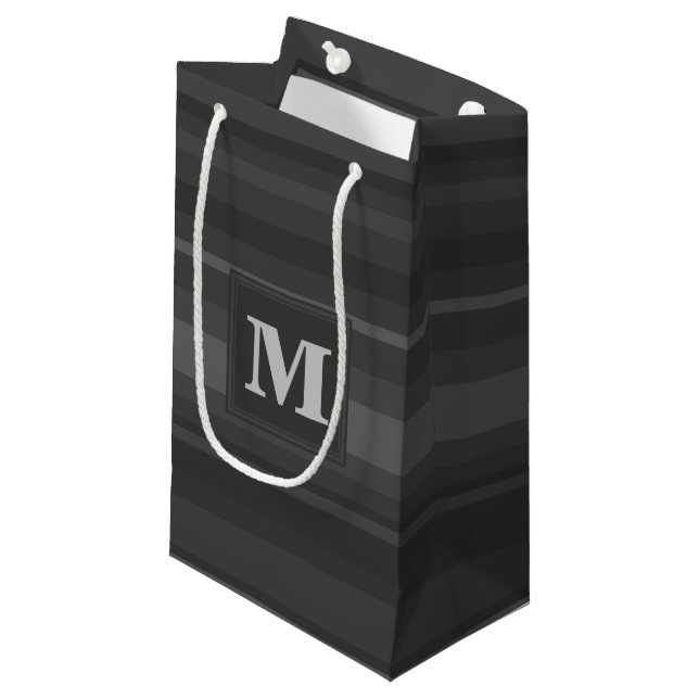 Petit Sac Cadeau Bandes de charbon de monogramme (Devant Angle)
