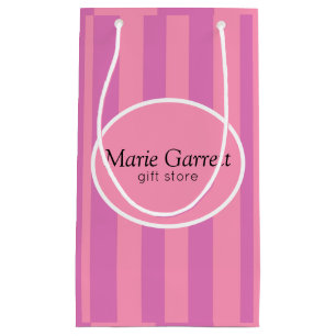 Petit Sac Cadeau Bandes roses classiques personnalisées