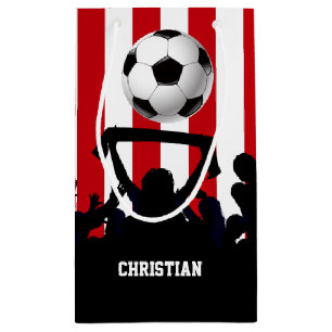 Petit Sac Cadeau Bandes rouges et blanches Ventilateurs de football