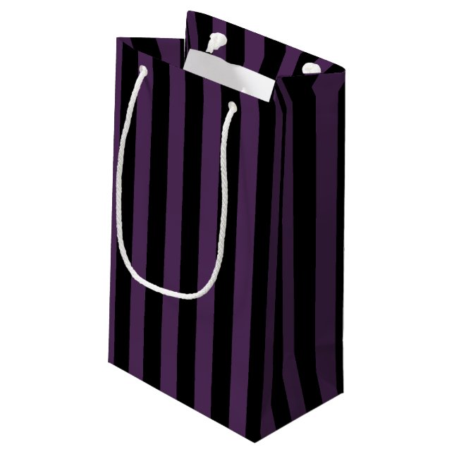 Petit Sac Cadeau Bandes violettes foncées et noires (Dos Angle)