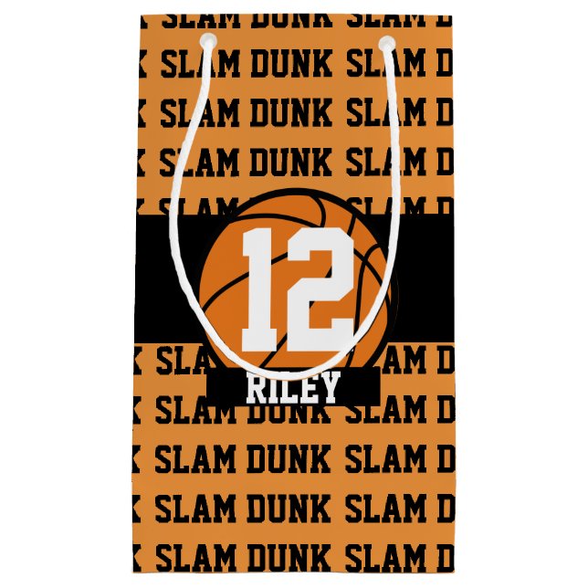 Petit Sac Cadeau Basketball Nom personnalisé Age Slam Dunk (Devant)