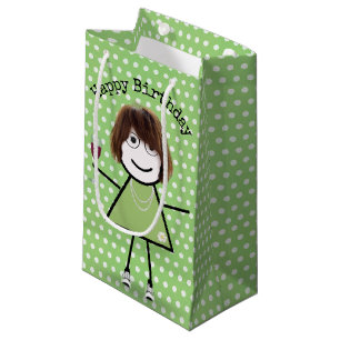 Petit Sac Cadeau Bâton d'anniversaire fille avec verre à vin