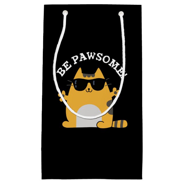 Petit Sac Cadeau Be Paw some Funny Awesome Chat Pun Dark BG (Devant)