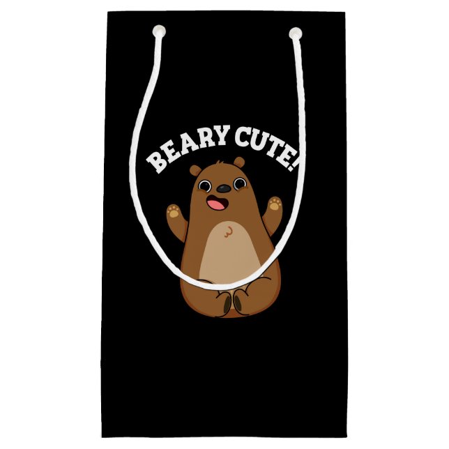 Petit Sac Cadeau Beary Cute Teddy Bear Pun Dark BG (Devant)