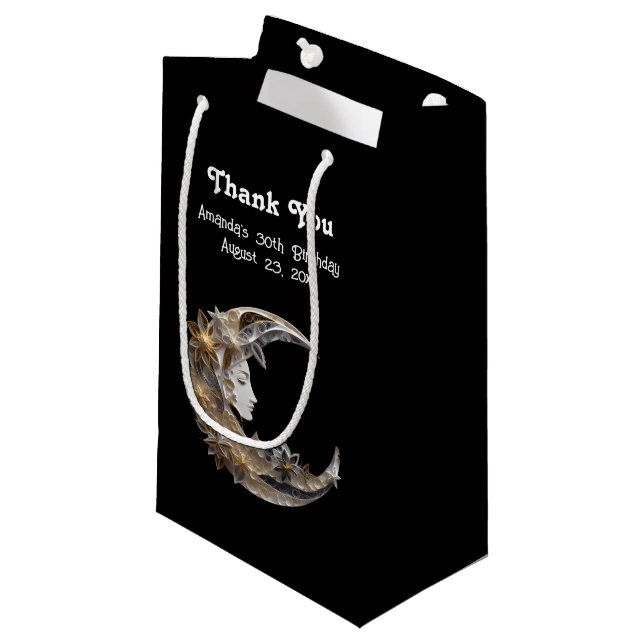 Petit Sac Cadeau Beau visage dans la lune Merci (Devant Angle)