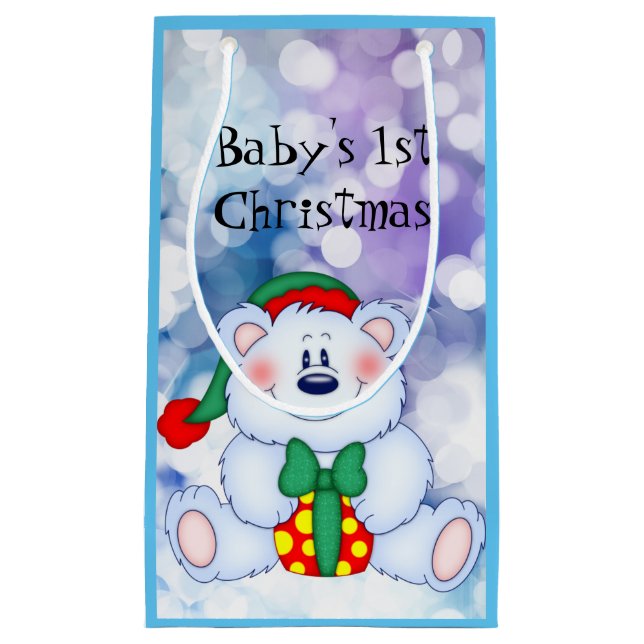 Petit Sac Cadeau Bébé 1er Noël (Garçon) (Devant)