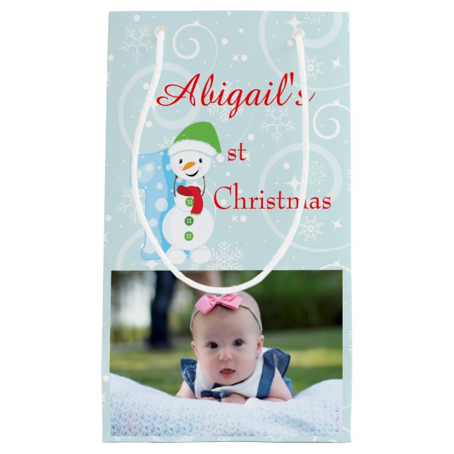 Petit Sac Cadeau Bébé 1ère photo de Noël (Devant)