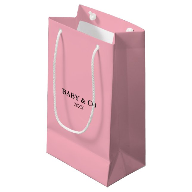 Petit Sac Cadeau BÉBÉ Rose C'Est Une Fille Saupoudrer Douche (Devant Angle)