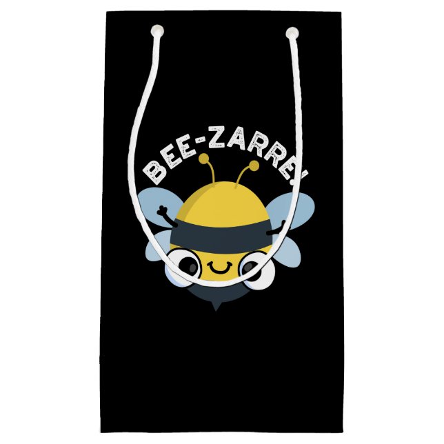 Petit Sac Cadeau Bee-zarre Funny Bizarre Bee Pun Dark BG (Devant)