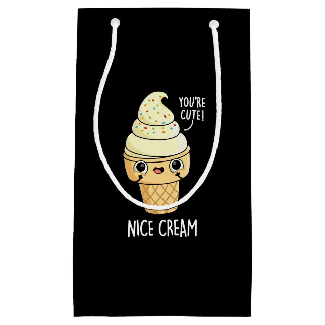 Petit Sac Cadeau Belle Crème Funny Crème de glace Pun Dark BG (Devant)