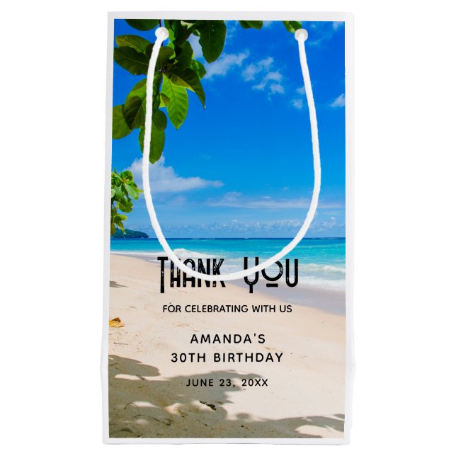 Petit Sac Cadeau Belle plage tropicale ensoleillée Photo (Devant)
