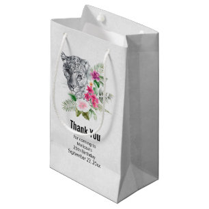 Petit Sac Cadeau Belle Tête de léopard en Merci d'aquarelle