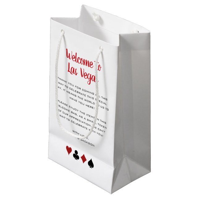 Petit Sac Cadeau Bienvenue à Las Vegas Merci Mariage (Devant Angle)