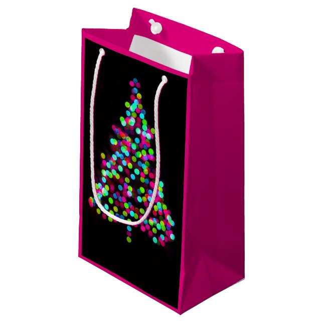 Petit Sac Cadeau Bijoux de Noël en rose (Devant Angle)