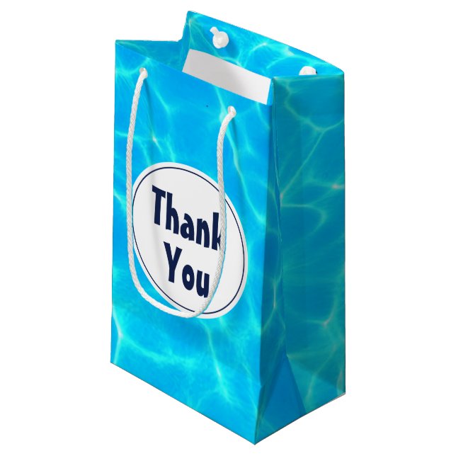 Petit Sac Cadeau Billard bleu clair Merci photo (Devant Angle)