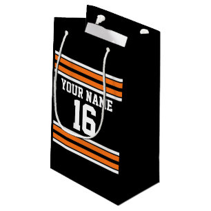 Petit Sac Cadeau Black avec Orange White Stripes Team Jersey