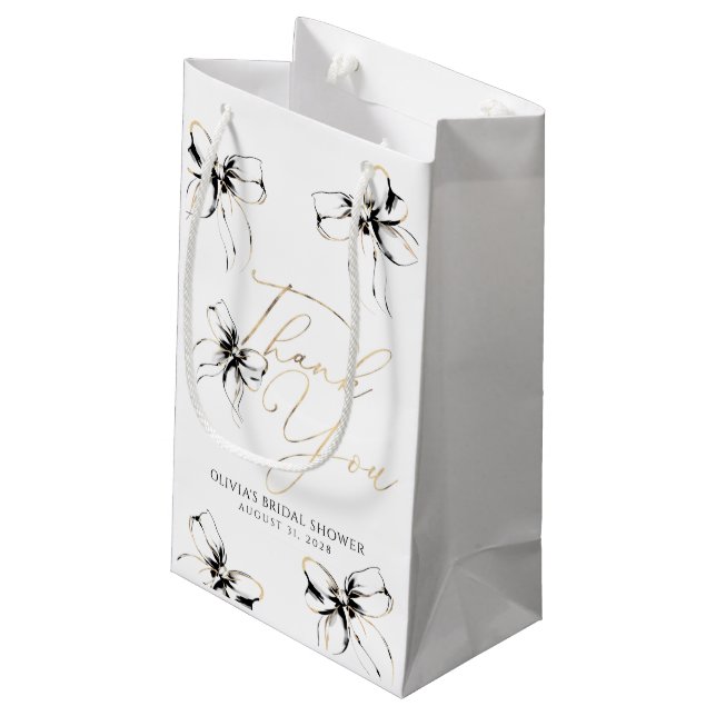 Petit Sac Cadeau Black Bow Elegant Whimsical Thank You (Dos Angle)