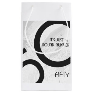 Petit Sac Cadeau Blanc 50 Décennie Anniversaire
