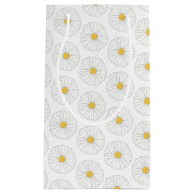 Petit Sac Cadeau Blanc Jaune Fleur Fleur Fleur Jardin Printemps (Devant)