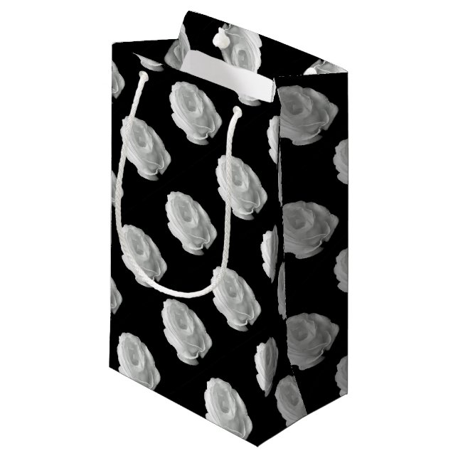 Petit Sac Cadeau blanc-rose-sur-le-noir-arrière - plan (Devant Angle)
