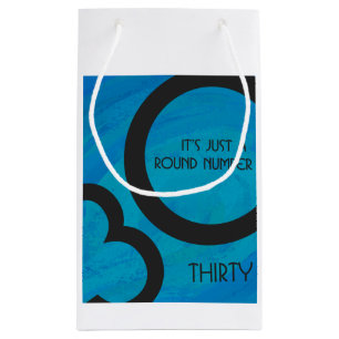 Petit Sac Cadeau Bleu 30 Décennie Anniversaire
